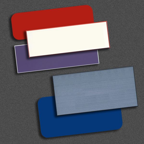 blank rectangle name tags in various colors