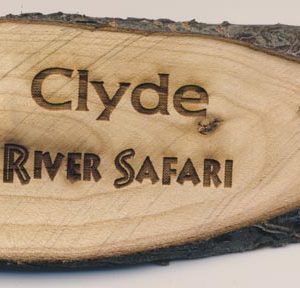 Laser engraved cherry wood name tag
