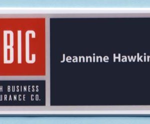 Full color name tag with 1 line of text