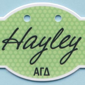 Full color custom shaped name tag with 1 line of text