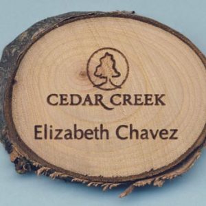 Laser engraved 1 line cherry wood tag