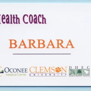 Full color name tag with one line of text