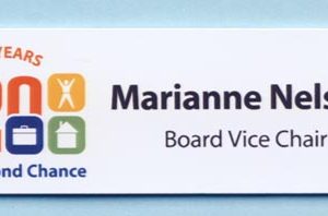 Full color name tag with up to 2 lines of text