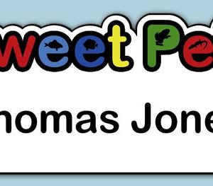 Full color custom shape name tag with printed name