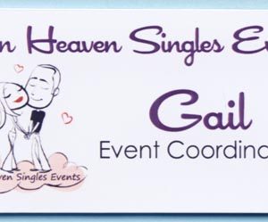 Full color name tag with name and title