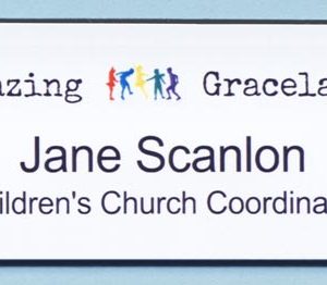 Full color name tag with up to lines of text