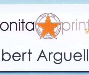 Full color name tag with 1 line of engraved text