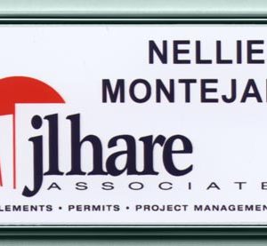 Full color framed name tag with printed name
