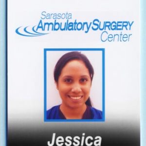 Full color id badge with solid fill bottom