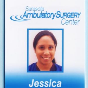 Full color id badge with solid fill bottom