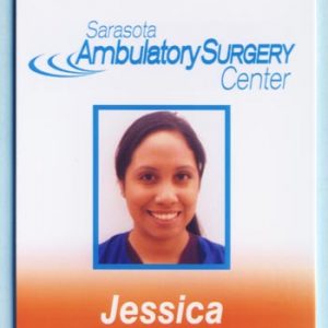 Full color id badge with solid fill bottom