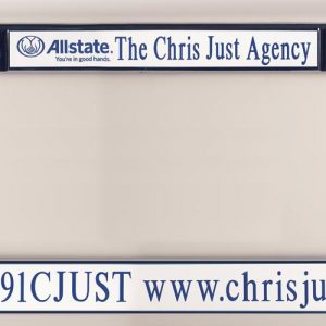Engrave lisence plate frame with Allstate logo