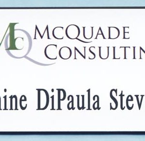 Full color name tag with 1 line engraved text