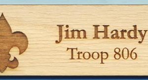 laser engraved wooden tag with up to 2 lines of text