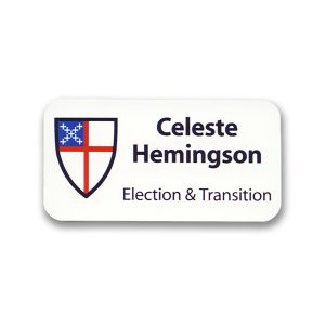 full color name tag with episcopal church logo and printed names & titles