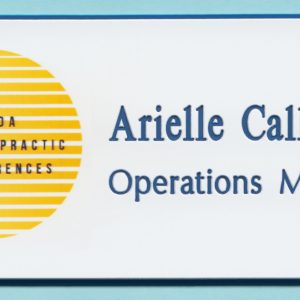Full color name tag with2 lines engraved text