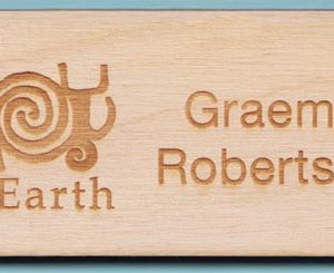 Laser engraved birch wood tag with name
