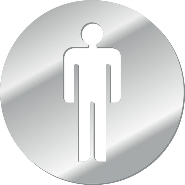 Mirrored acrylic restroom symbol