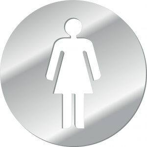 Mirrored acrylic restroom symbol