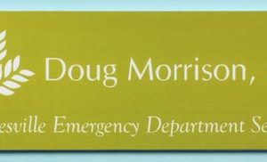 Full color solid fill name tag with up to 2 lines of text