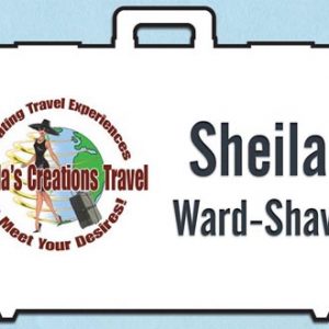 Full color custom shape name tag with engraved name