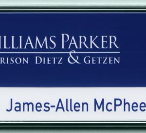 Full color framed name tag with name
