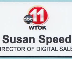 Full color name tag with up to 2 engraved lines