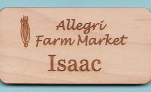 Laser engraved birch wood tag