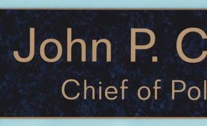 Laser engraved name plate with up to 2 lines of engraved text