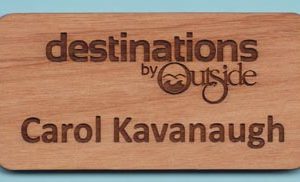 Laser engraved alder name tag with name