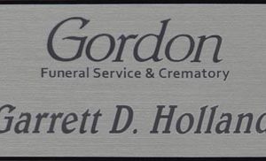 Engraved name tag with name
