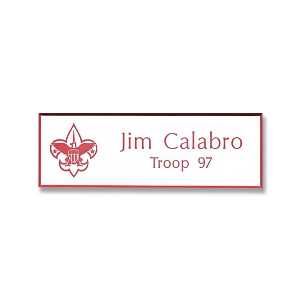 engraved name tag with scouting BSA logo & up to 2 lines of text