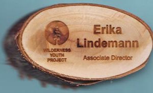 Laser engraved cherry wood name tag
