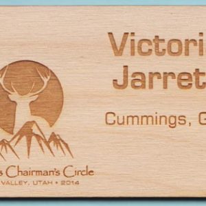 Birch wood laser engraved name tag with up to 2 lines of text