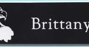 Laser engraved name tag with engraved name