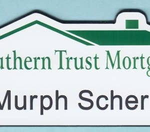 Full color custom shaped name tag with engraved name