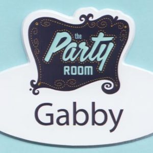 Full color custom shaped name tag with name