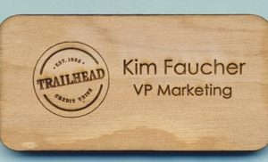 Laser engraved wooden name tag