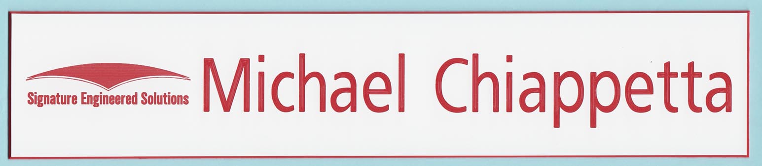 Engraved name plate with logo