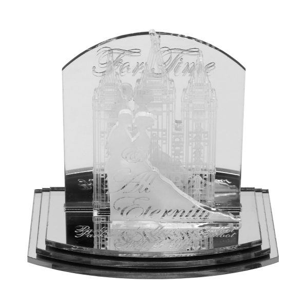 Personalized Mirrored Acrylic LDS Temple Wedding Cake Toppers -13262
