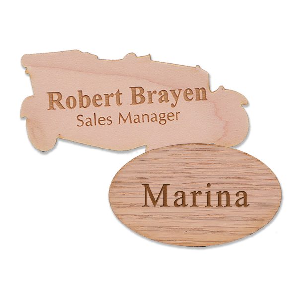 Custom Shaped Wooden Name Tags with Text-0