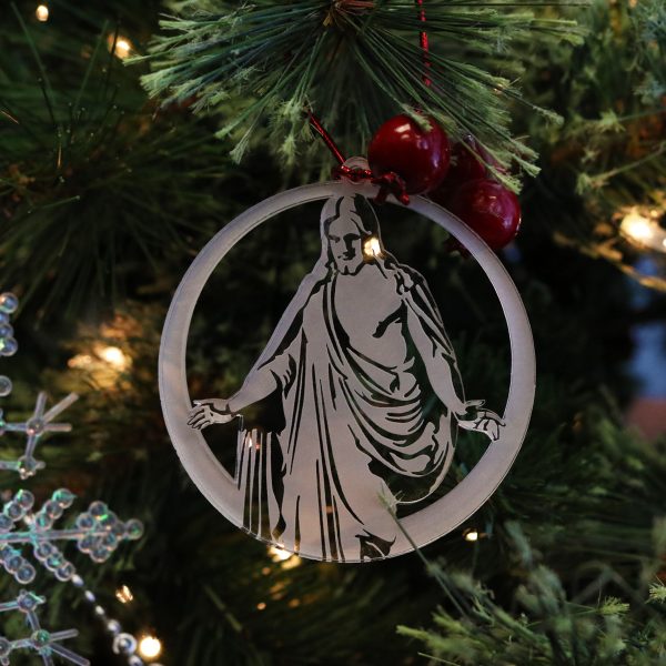 Personalized LDS Clear Acrylic Christus Statue Ornaments-13426