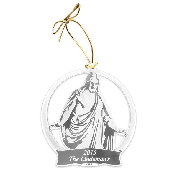 Personalized LDS Clear Acrylic Christus Statue Ornaments-0
