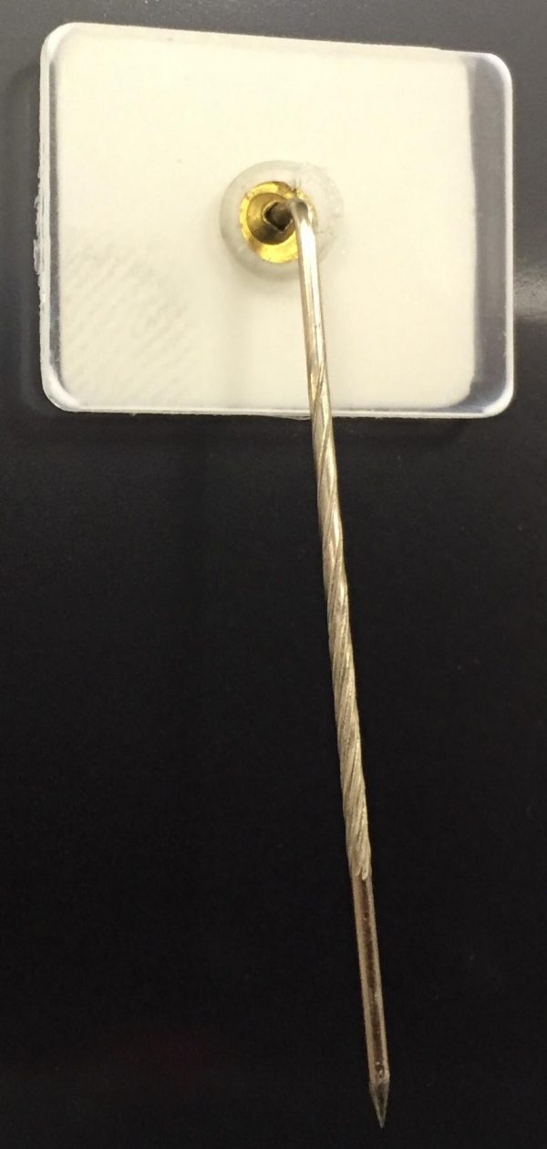 Needle Prong Pins with self-adhesive pad for attaching to name plates so that they can hang on fabric cubicle walls