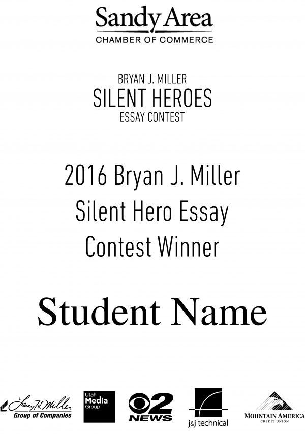 Sandy Chamber of Commerce - Silent Hero Contest Winner Glass Award (Student)-0