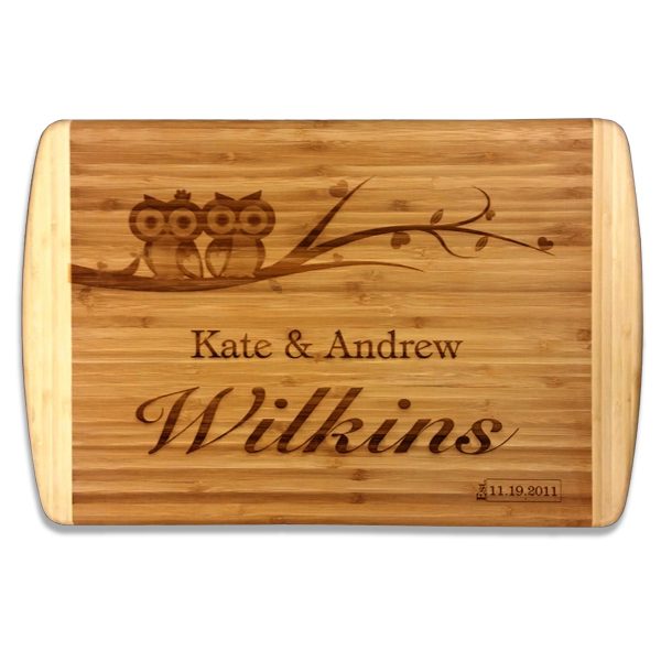 Laser Engraved 2 Tone Bamboo Cutting Board 18" x 12"