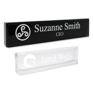 Acrylic Block Name Plate with Logo & Text-0