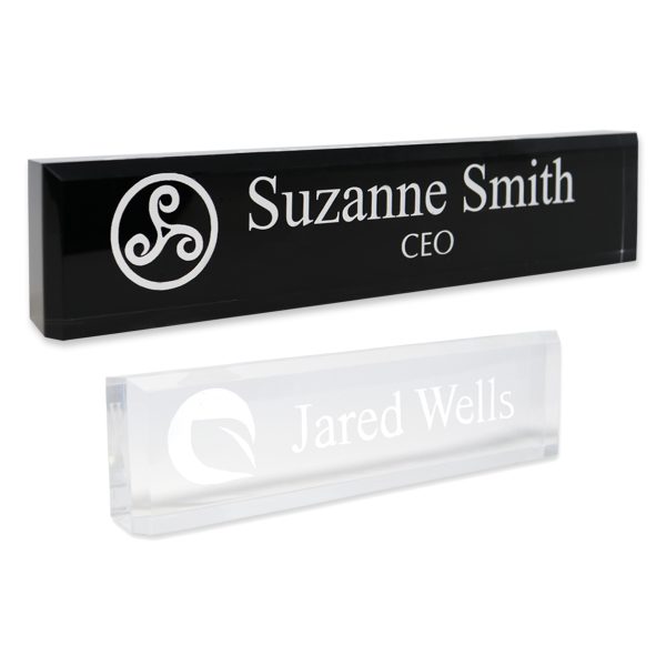 Acrylic Block Name Plate with Logo & Text-0