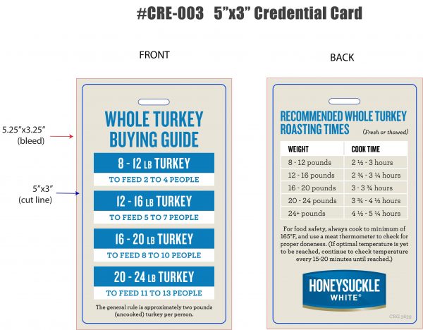 Walker In-Store - Whole Turkey Buying Guide Cards - Blue (Honeysuckle White)-0