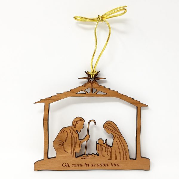 "O Come Let Us Adore Him" Nativity Scene Christmas Ornament-0